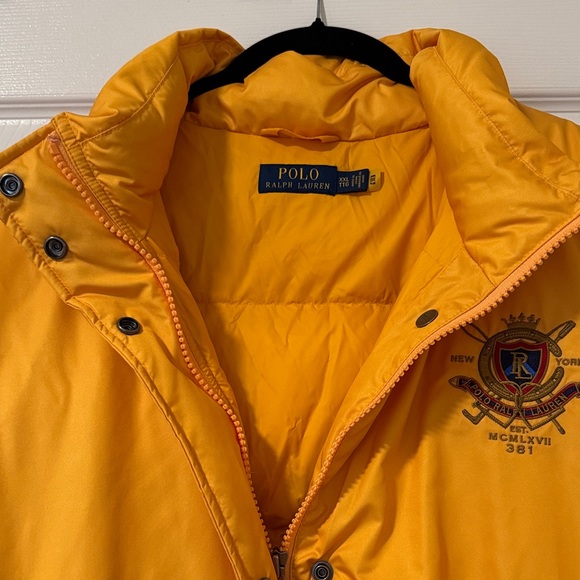 Polo Ralph Lauren Yellow Puffer Jacket with Embroidered Logo and Polo Print XXL - Picture 6 of 12